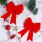 6PCS Large Red Christmas Bows,11 x 8 Inches PVC Velvet Christmas Wreath Bows for Xmas Tree Party Decoration
